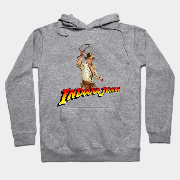 Indiana Jones Pixelated Art Hoodie by Buff Geeks Art